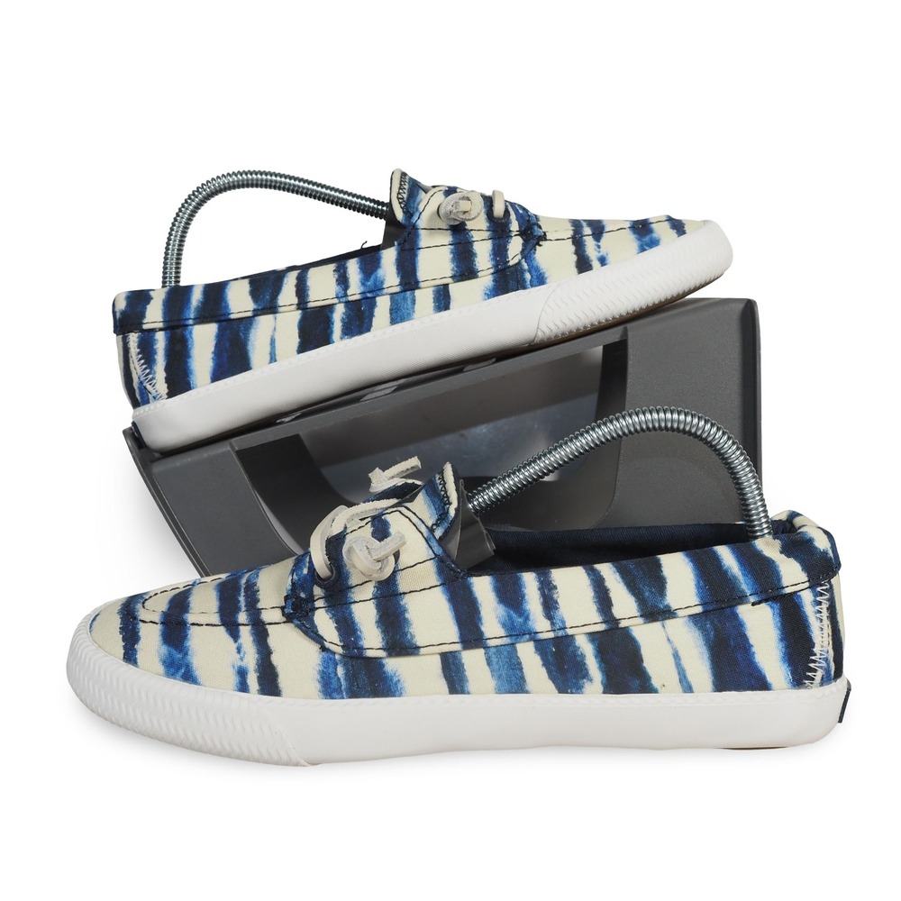 Sperry Lounge Away 2 Sneakers Women 7 Blue White Tie-Dye‎ Canvas Shoes STS87245